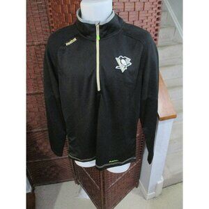 Mens Reebok Pittsburgh Penguins 1/2 Zip Athletic Shirt Long Sleeve Size Medium